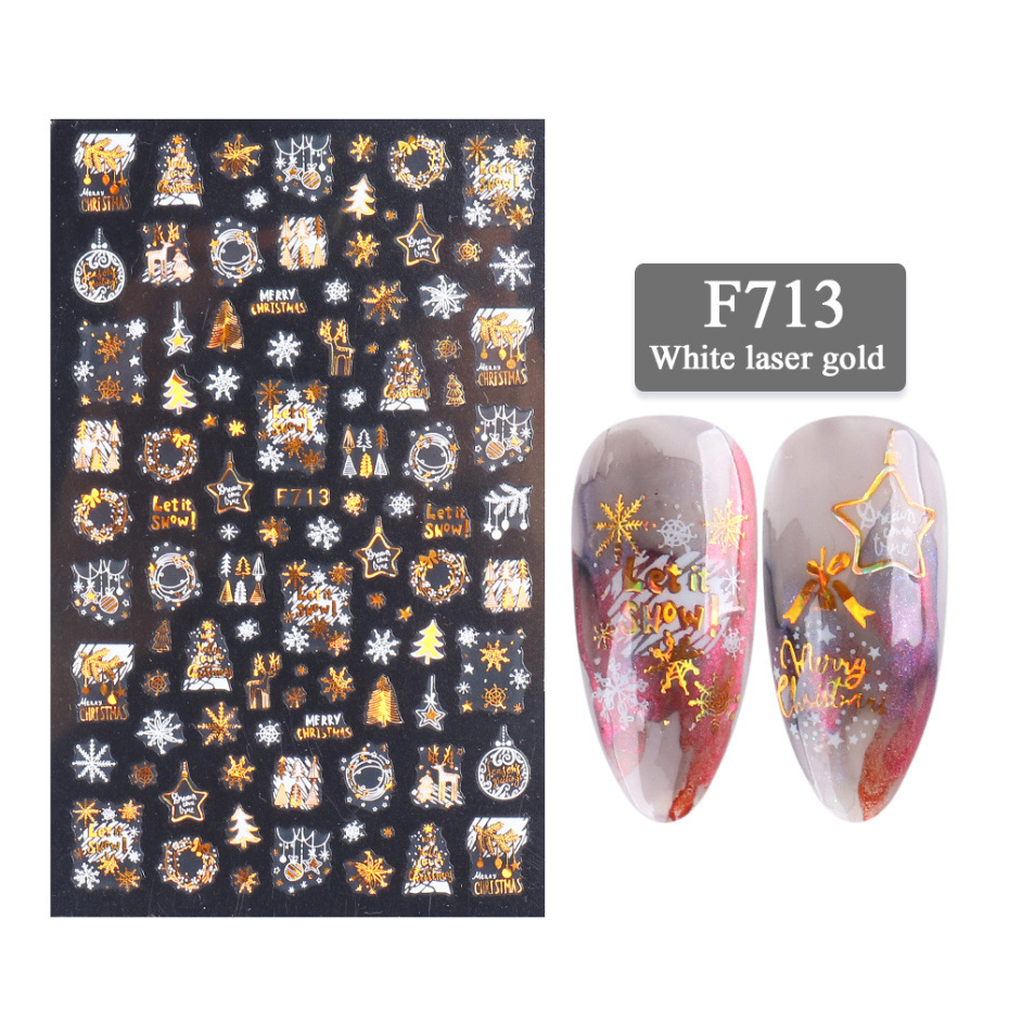 New Nail Stickers 3D Christmas Series Two-color Golden Laser Snowflake Thin Stickers Nail Art Design Nail Art Stickers - Image 4