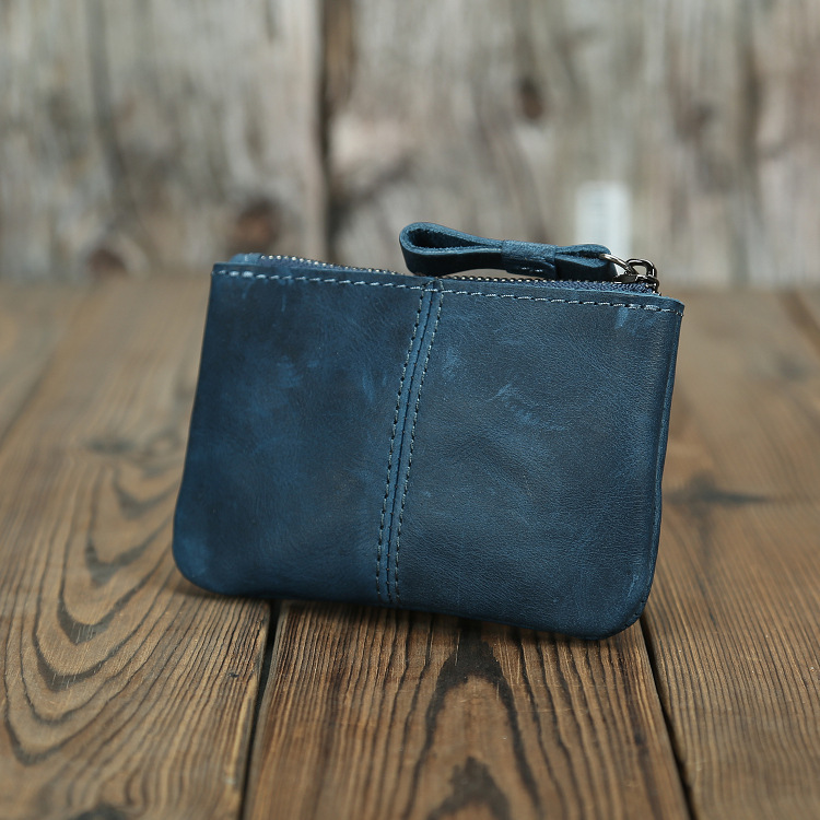 Men's Retro Crazy Horse Leather Coin Purse - Image 4