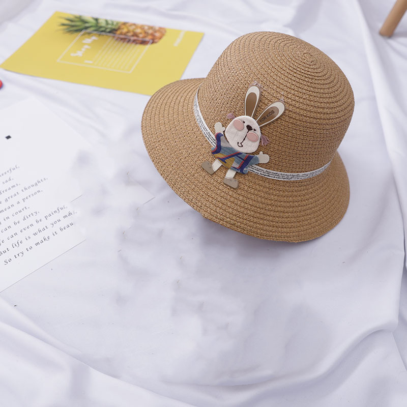 Baby Outdoor Straw Hat Cute Rabbit Decoration Bag - Image 4