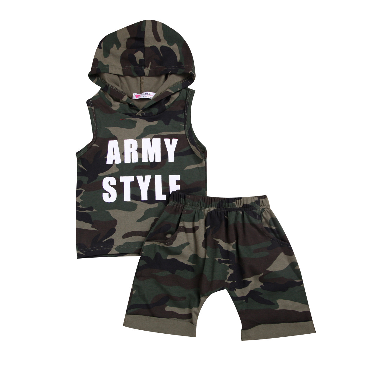 Boy Hooded Sleeveless Camouflage Suit - Image 4