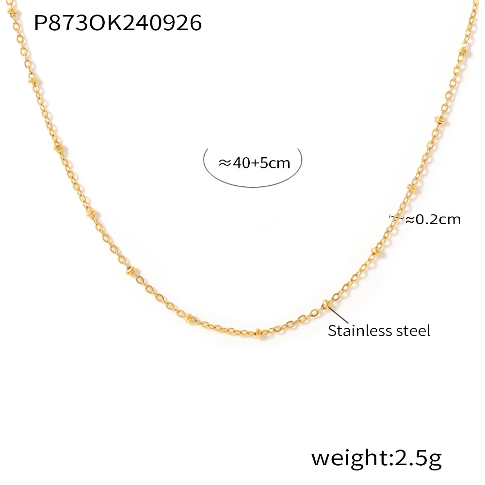 European And American Hollow Love Twin Clavicle Chain Stainless Steel Plated 18K Gold Necklace - Image 8
