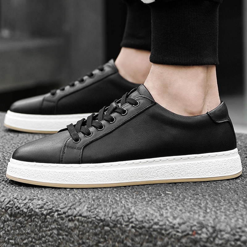 Men's Business Genuine Leather Lace-up Soft Bottom Platform Sneakers - Image 6