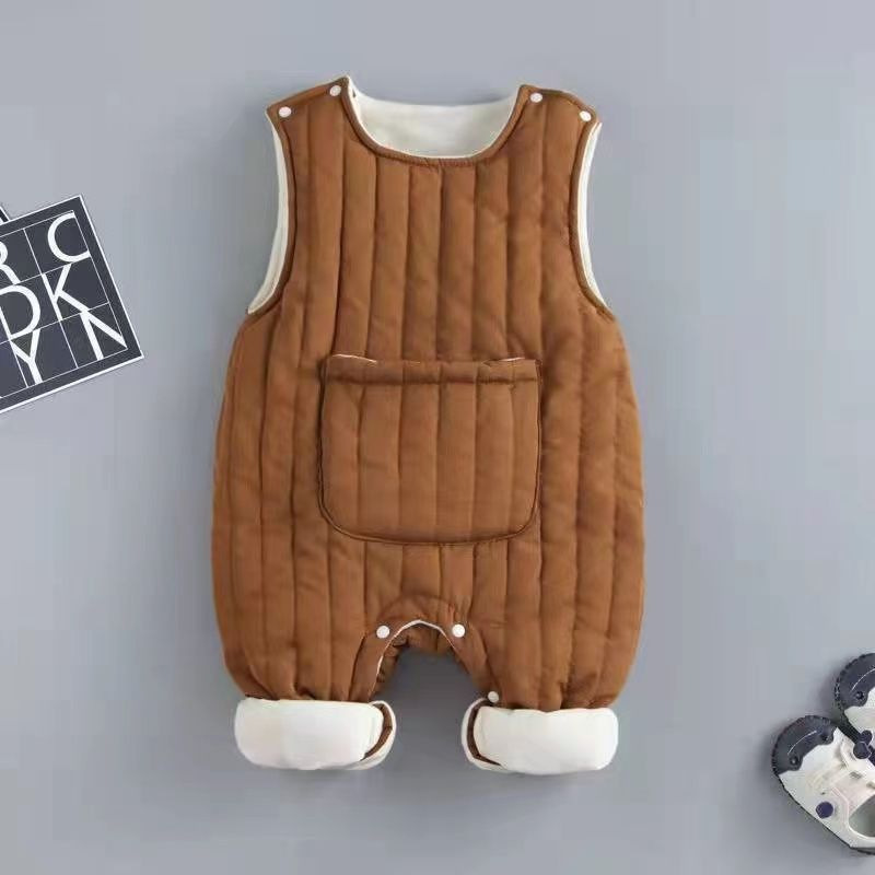 Autumn And Winter Clothing Fleece-lined Quilted Outwear Newborn Overalls - Image 2