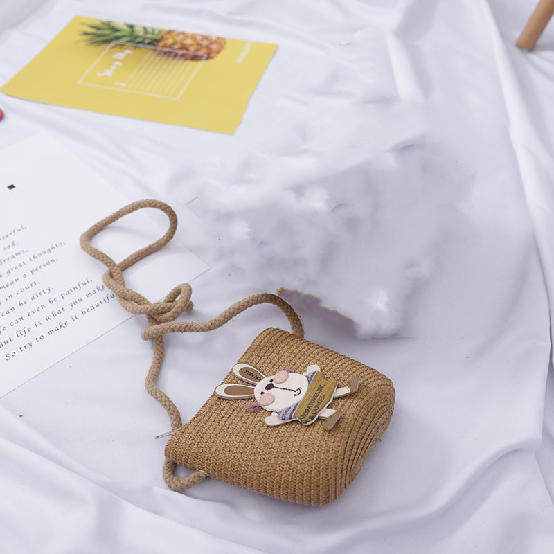 Baby Outdoor Straw Hat Cute Rabbit Decoration Bag - Image 9