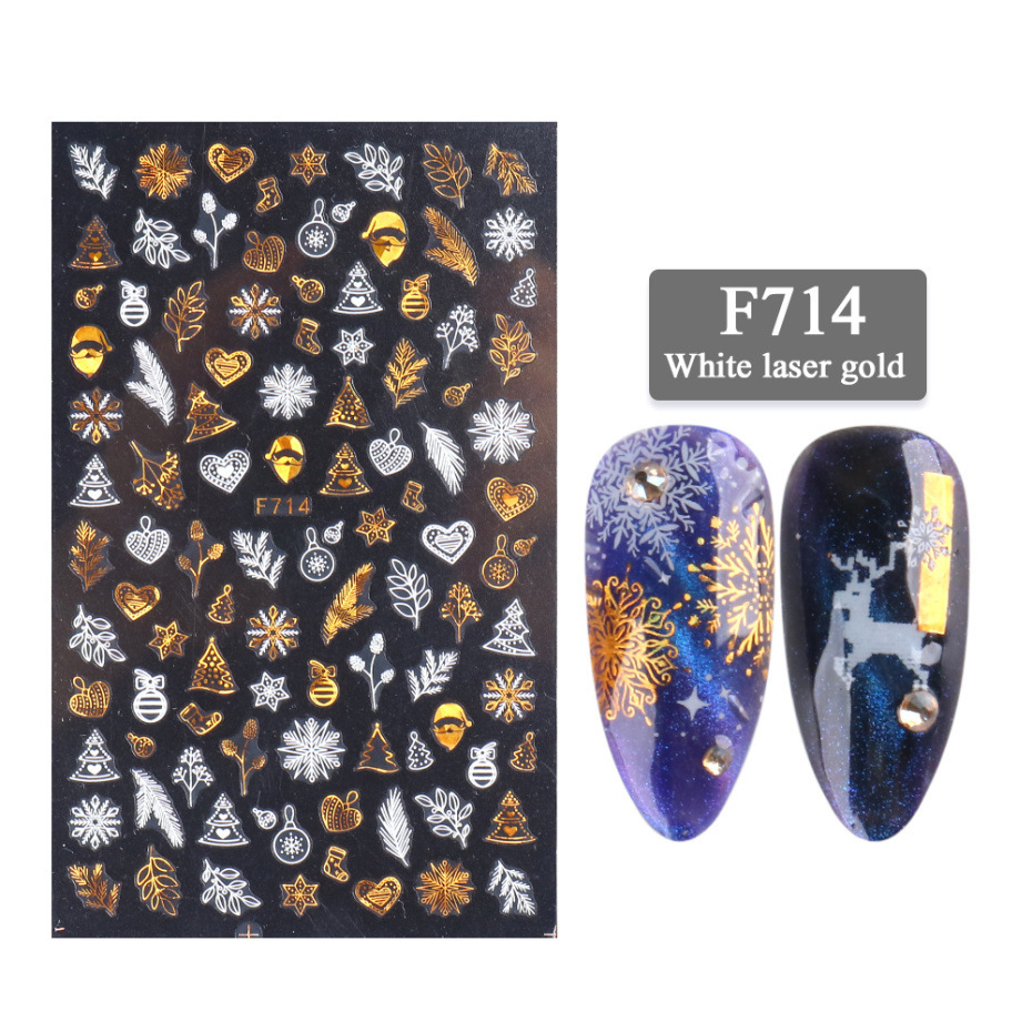 New Nail Stickers 3D Christmas Series Two-color Golden Laser Snowflake Thin Stickers Nail Art Design Nail Art Stickers - Image 9