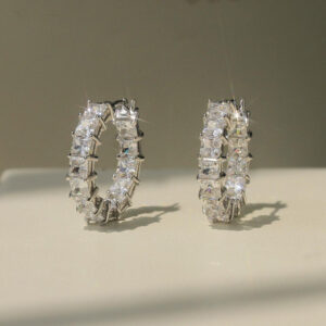 Women's Fashion Versatile Micro Inlaid Square Zircon Earrings