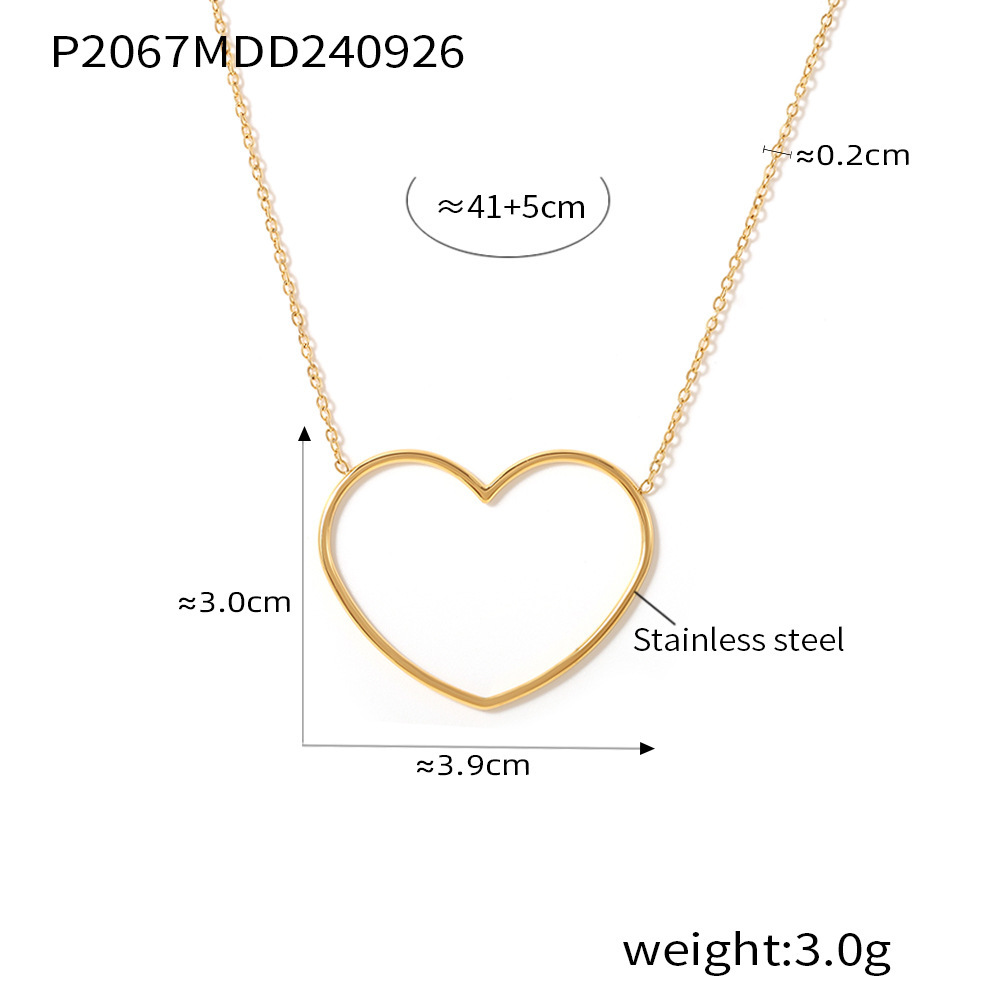 European And American Hollow Love Twin Clavicle Chain Stainless Steel Plated 18K Gold Necklace - Image 7