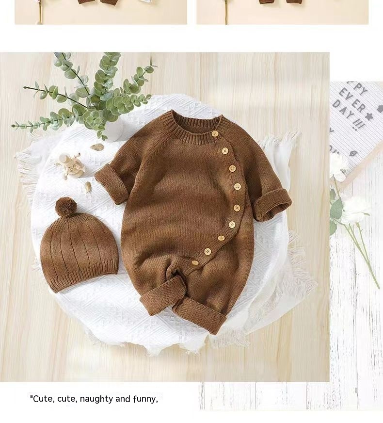Babies' Knit Jumpsuit Male And Female Baby Sweater - Image 10