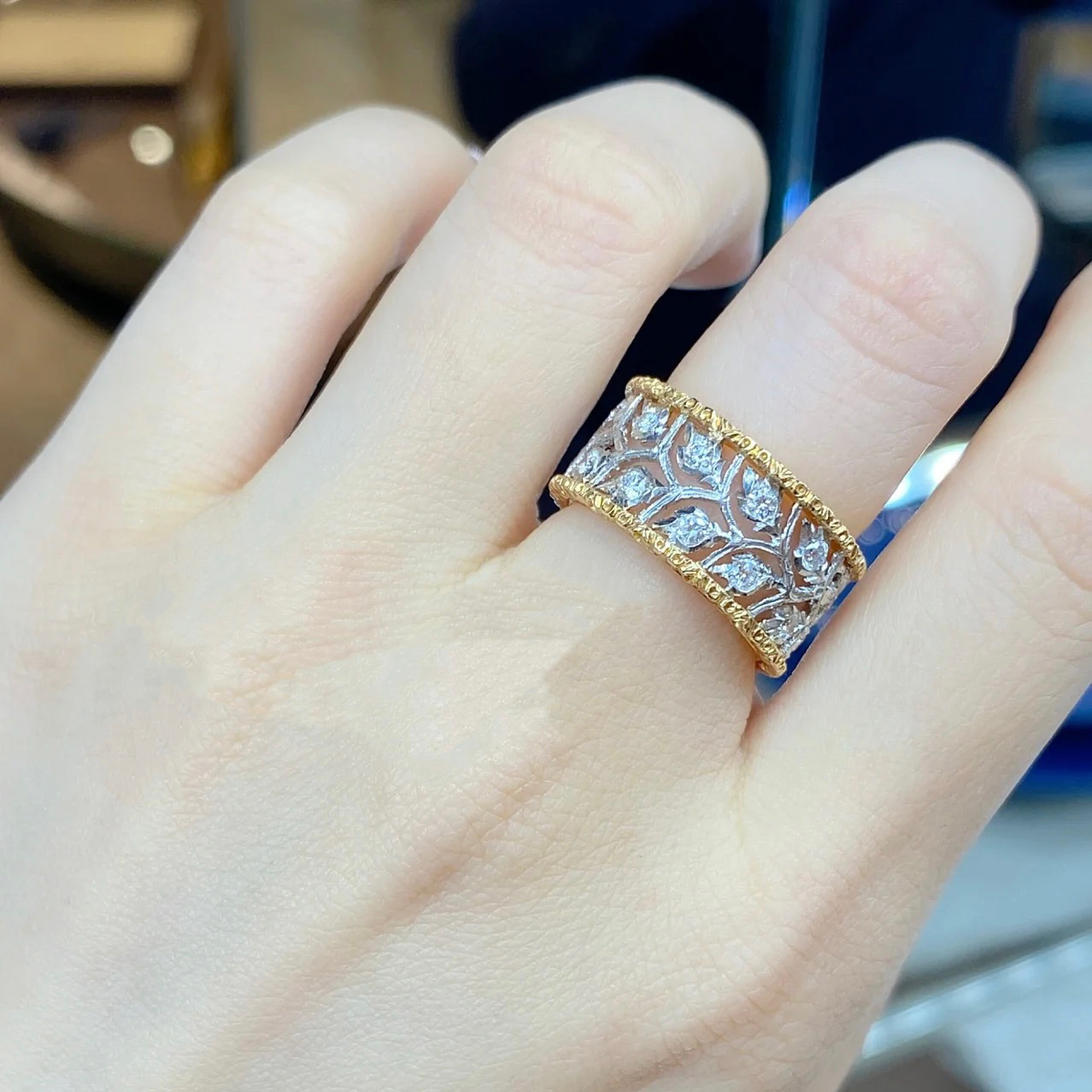 Carved Leaves Hollow Ring Open Adjustable Ring - Image 5