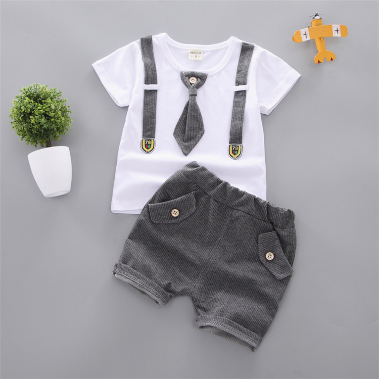 Baby Round Neck Tie Shorts T-shirt Set - Image 7
