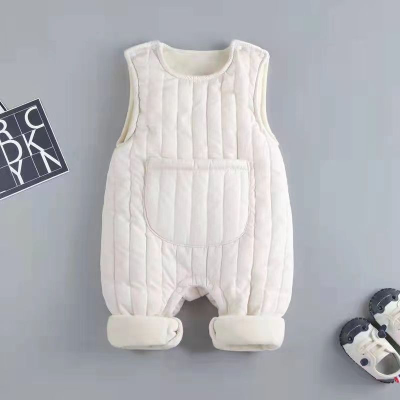 Autumn And Winter Clothing Fleece-lined Quilted Outwear Newborn Overalls - Image 3