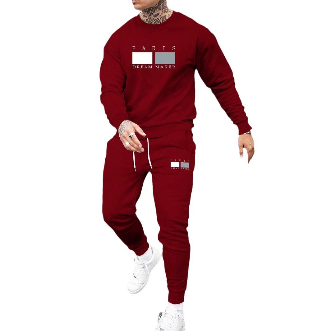 Round Neck Sweater Casual Sports Suit European Size Men's Clothing - Image 8