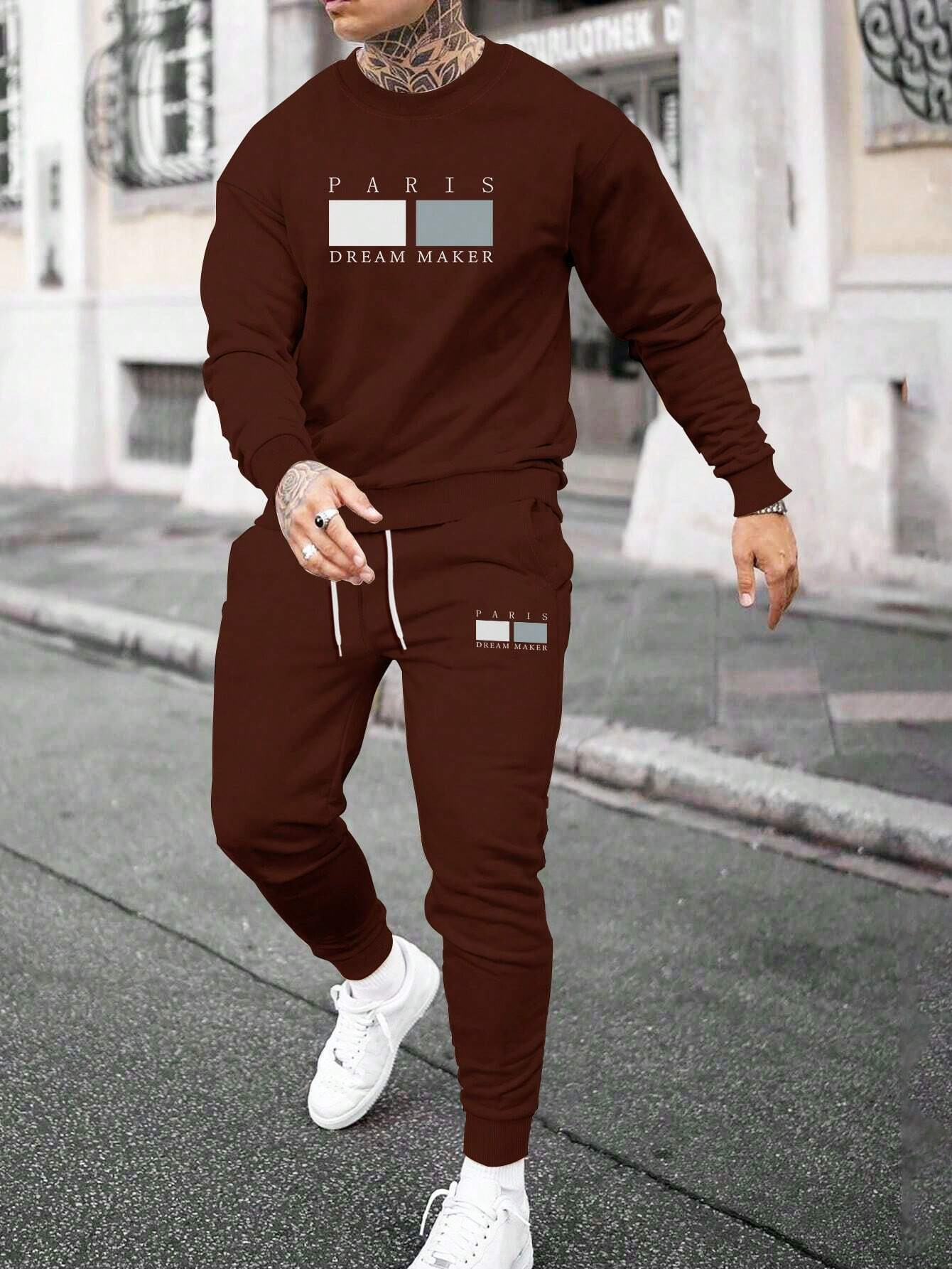 Round Neck Sweater Casual Sports Suit European Size Men's Clothing - Image 4