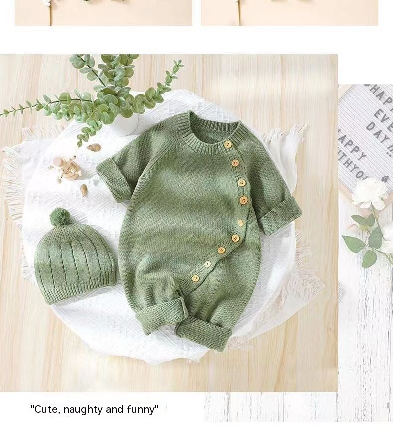 Babies' Knit Jumpsuit Male And Female Baby Sweater - Image 8