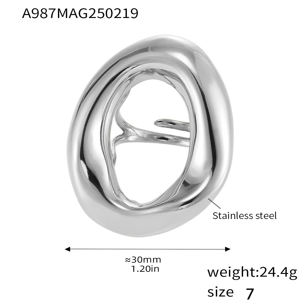 Titanium Steel Minimalist Irregular Fashion All-Match Ring - Image 8
