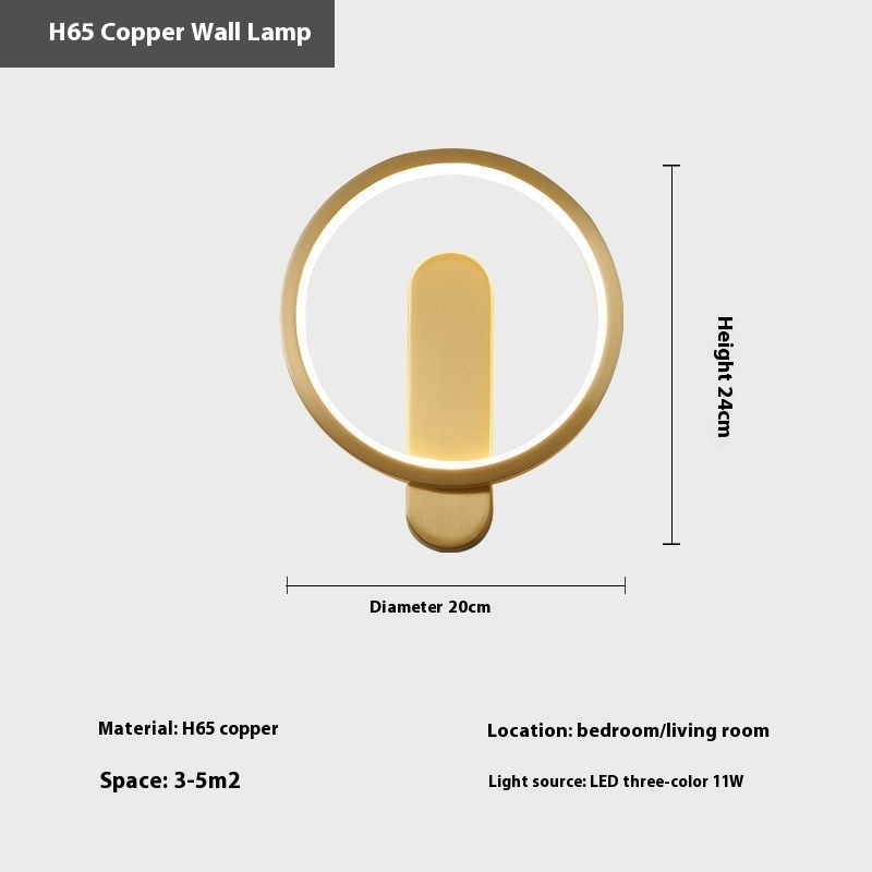 Copper Wall Lamp Light Luxury Bedroom Bedside Lamp - Image 6