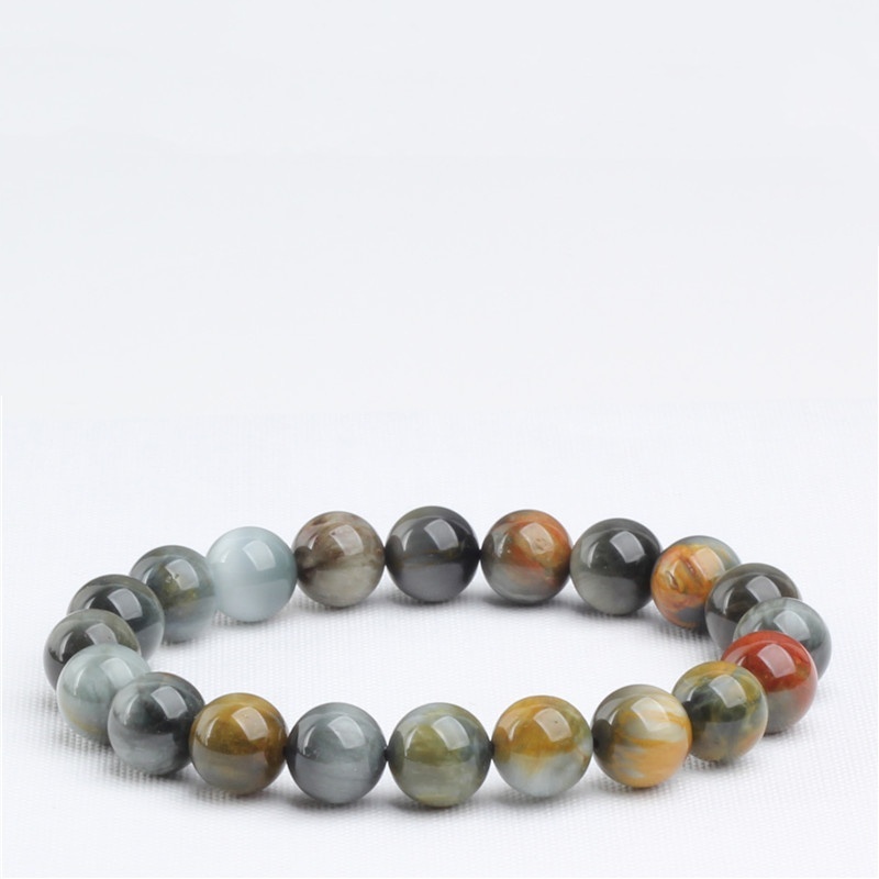 Natural Color Eagle Eye Stone Round Beads Bracelet
