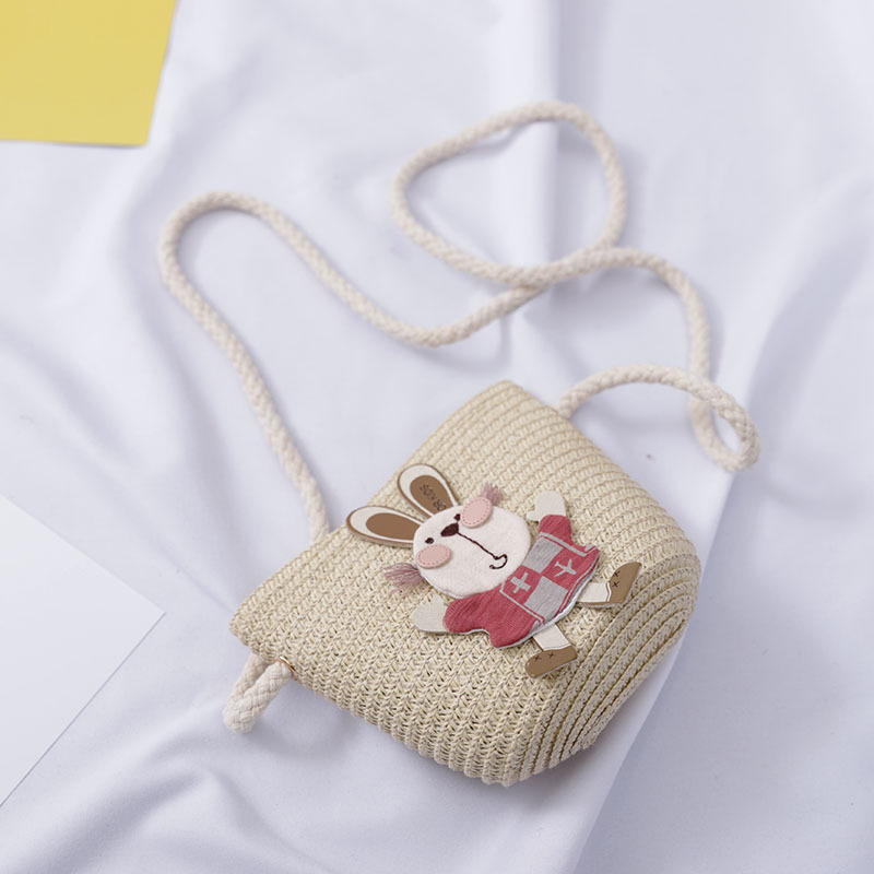 Baby Outdoor Straw Hat Cute Rabbit Decoration Bag - Image 6