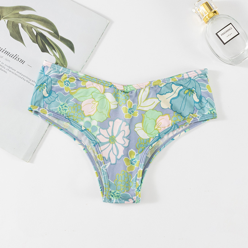 Sexy Print T-shaped Ice Silk Seamless Lightweight Breathable Invisible Sports Underwear Women - Image 2