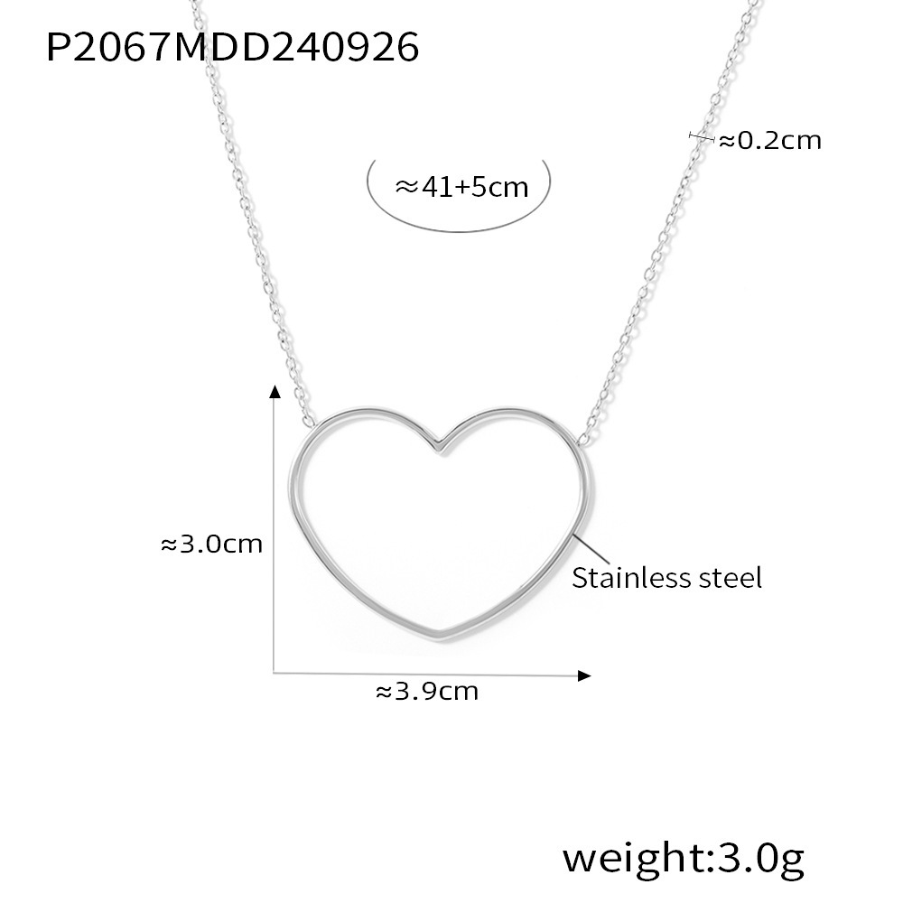 European And American Hollow Love Twin Clavicle Chain Stainless Steel Plated 18K Gold Necklace - Image 2