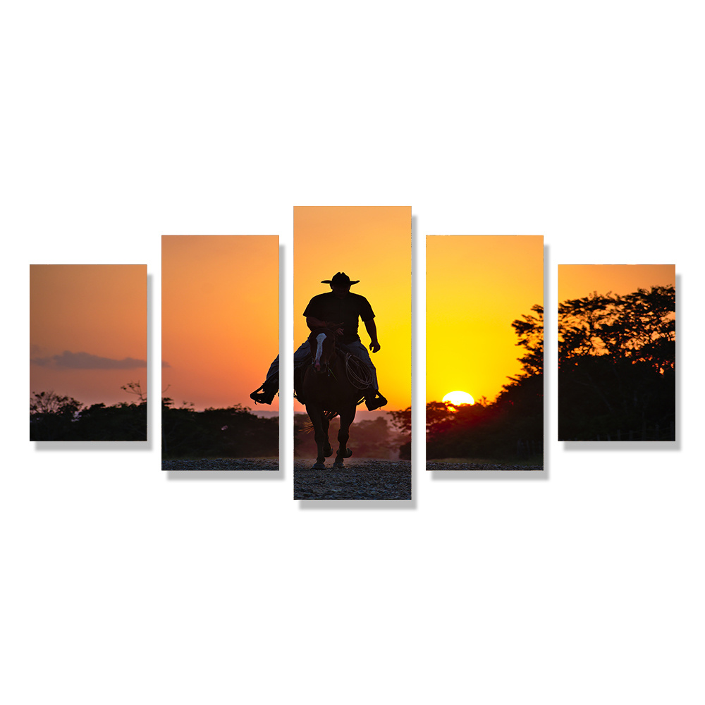 Vintage American Western Cowboy Canvas Painting Poster - Image 4