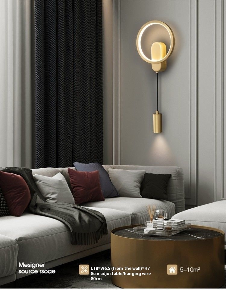 Copper Wall Lamp Light Luxury Bedroom Bedside Lamp - Image 8