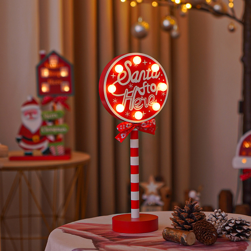 Christmas Road STOP Decorative Lights Wooden Atmosphere Led Colored Lamp - Image 4