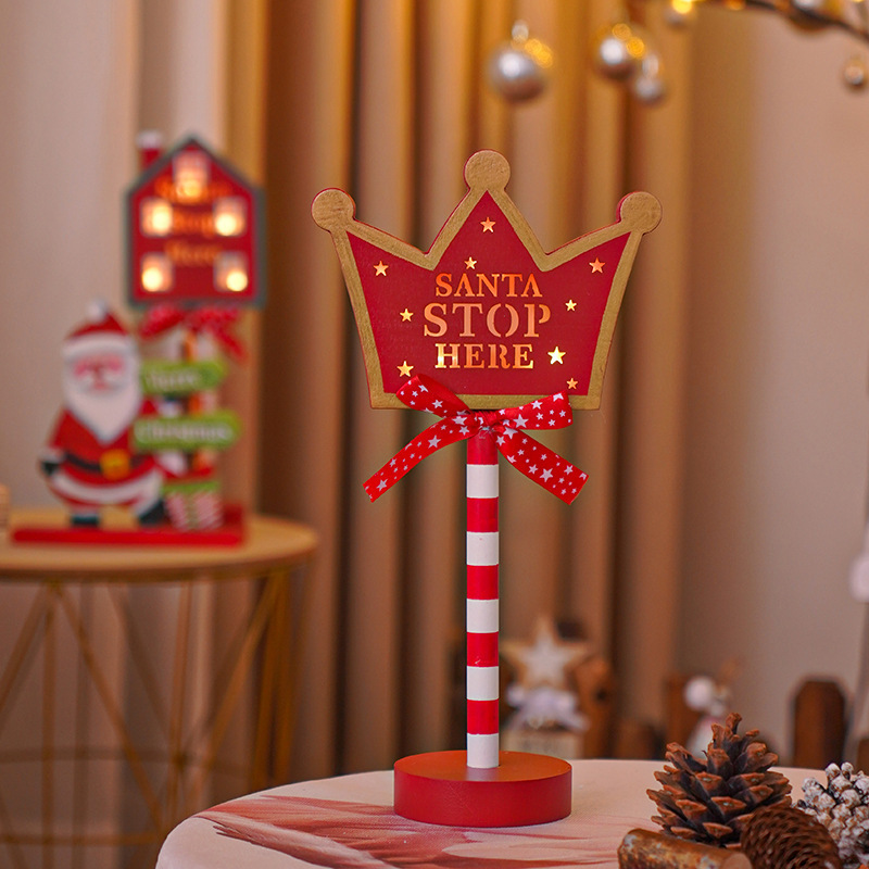 Christmas Road STOP Decorative Lights Wooden Atmosphere Led Colored Lamp - Image 2