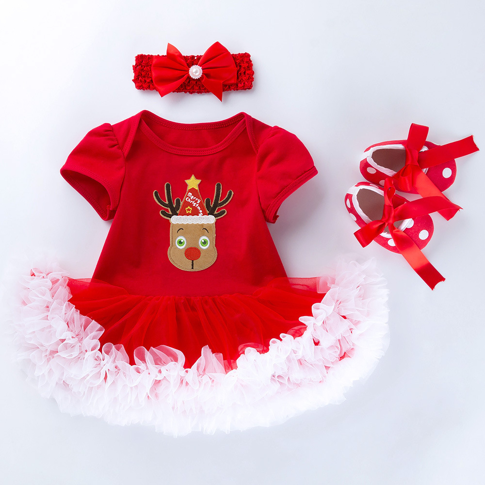 Baby Short Sleeve Cartoon Romper Mesh Dress - Image 6