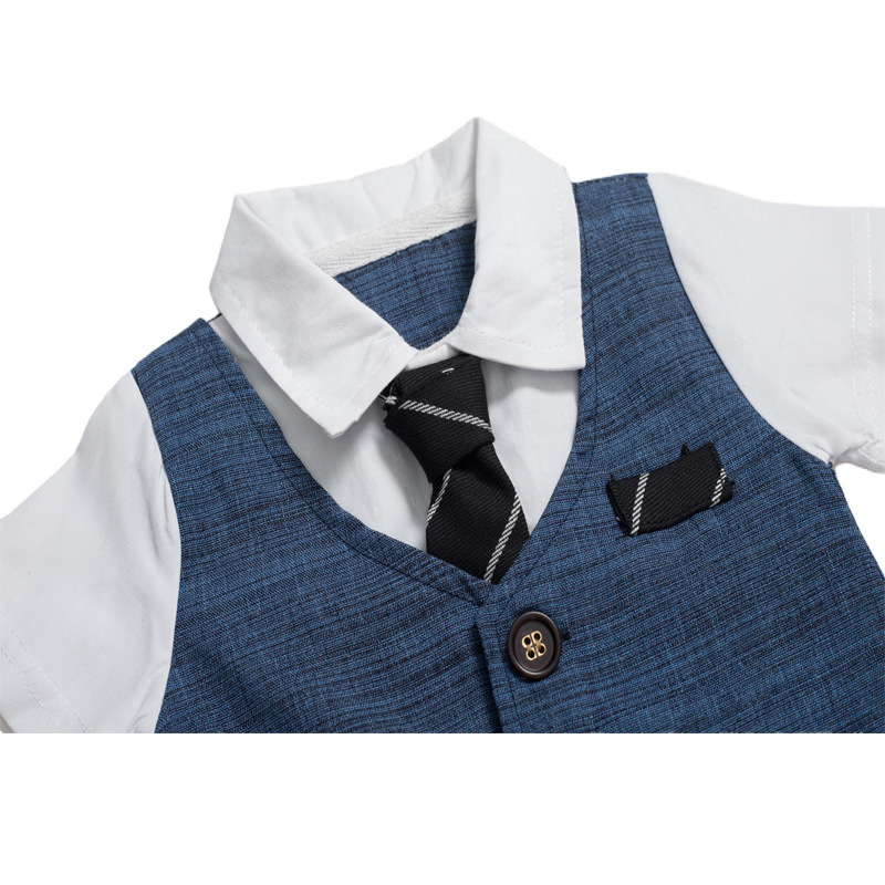 Summer New Baby Boy Jumpsuit Boys Gentleman Baby Children's Clothing - Image 4