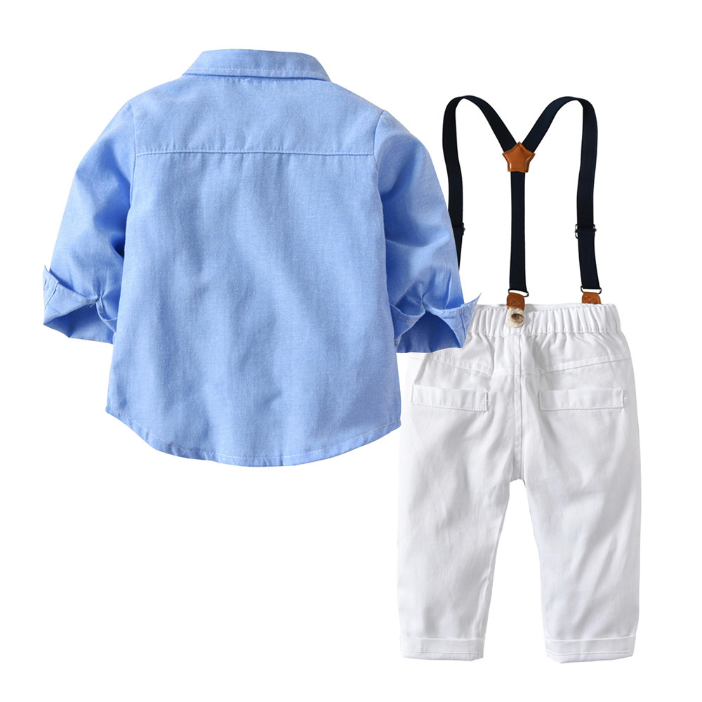 Boys Gentleman Bib Pant Suit Long Sleeve Bow Tie - Image 6
