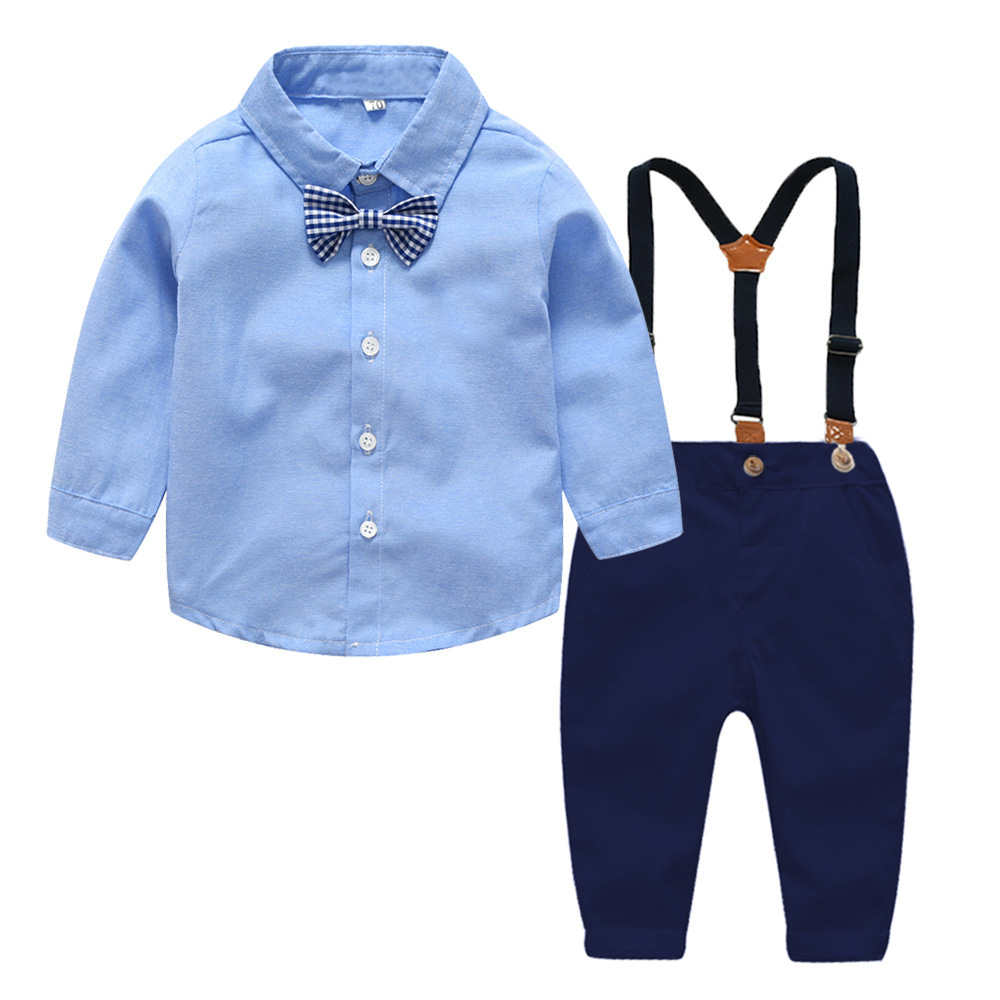 Boys Gentleman Bib Pant Suit Long Sleeve Bow Tie - Image 5