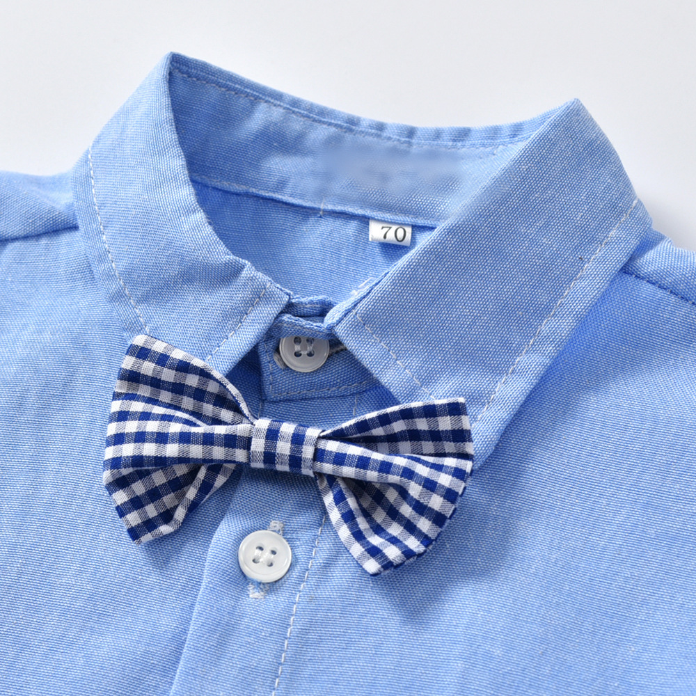 Boys Gentleman Bib Pant Suit Long Sleeve Bow Tie - Image 4