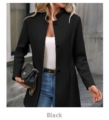 European And American New Fall And Winter Lapels Slim-fit Wool Solid Color Fashion Temperament Coat - Image 10