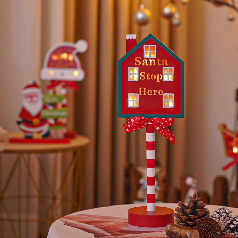 Christmas Road STOP Decorative Lights Wooden Atmosphere Led Colored Lamp - Image 7
