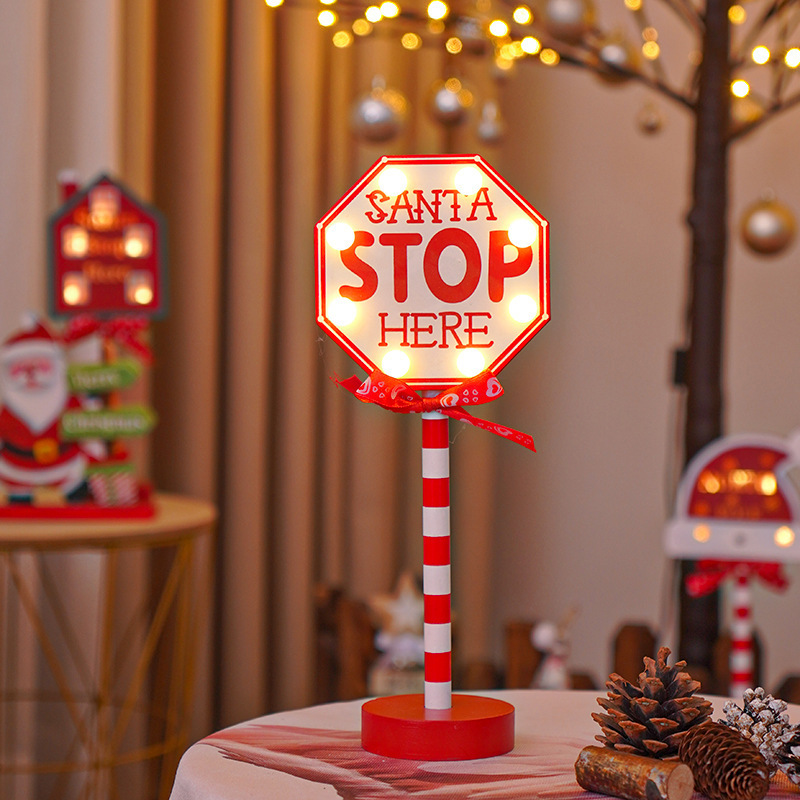 Christmas Road STOP Decorative Lights Wooden Atmosphere Led Colored Lamp - Image 3