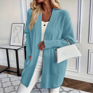 Casual Simple Elegant Shawl Sweater With Pockets