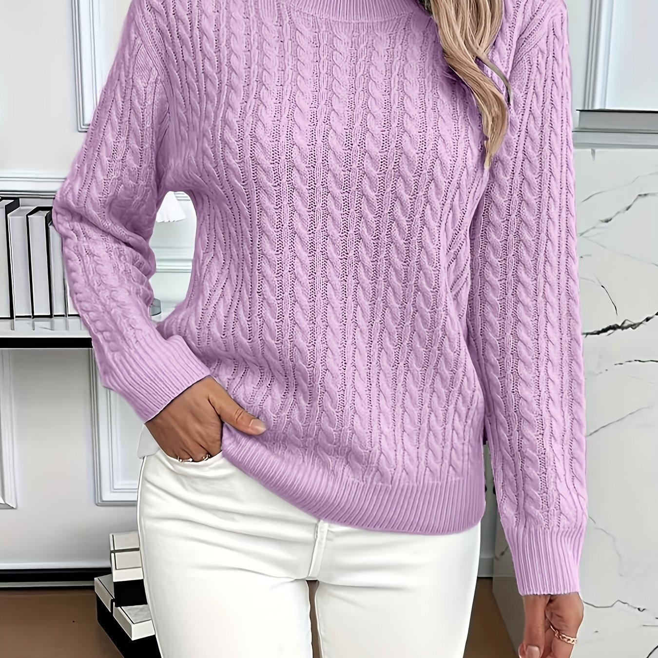 Ins Twist Round Neck Pullover Sweater Fashion Solid Color Long-sleeved Knitted Top For Women - Image 8
