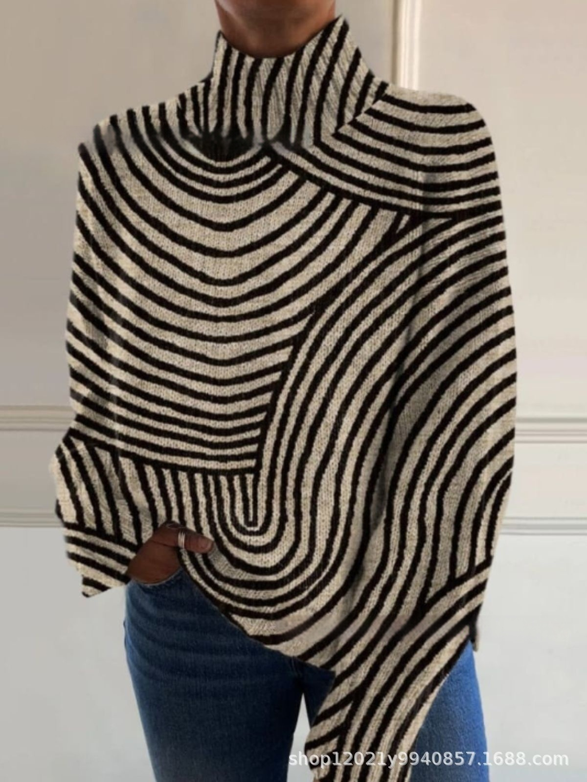 Color Matching Pattern Printing Autumn Winter Sweater - Image 3