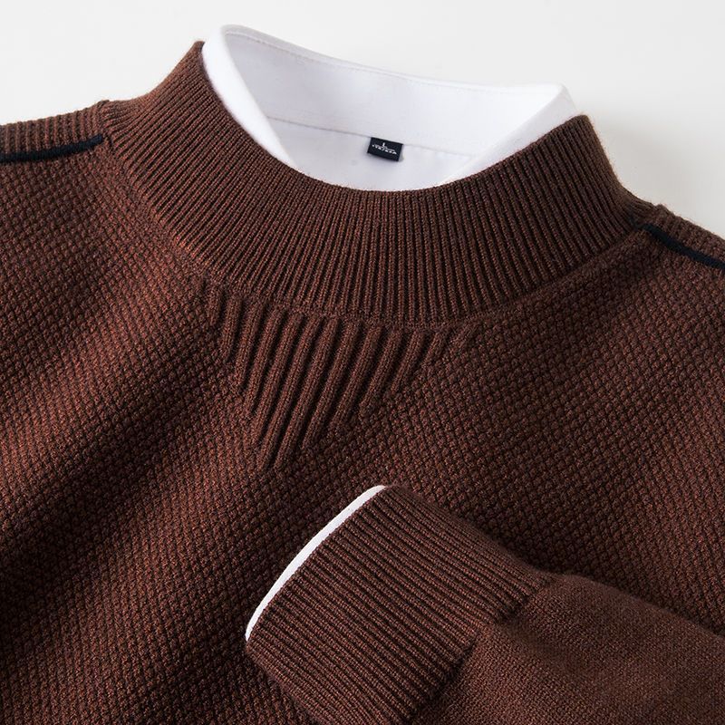 Men's Knitted Half-Turtleneck Inverted Triangle Jacquard Sweater - Image 6