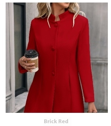 European And American New Fall And Winter Lapels Slim-fit Wool Solid Color Fashion Temperament Coat - Image 5