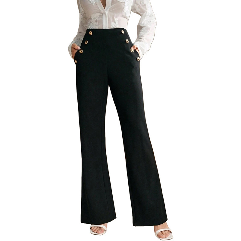High Waist Flared Air Slimming Draped Pants Women - Image 2