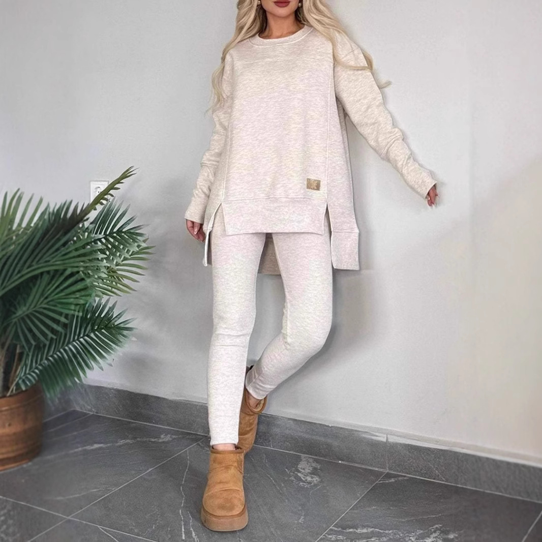 Women's Slit Long Sleeve Top And Trousers Suit - Image 7