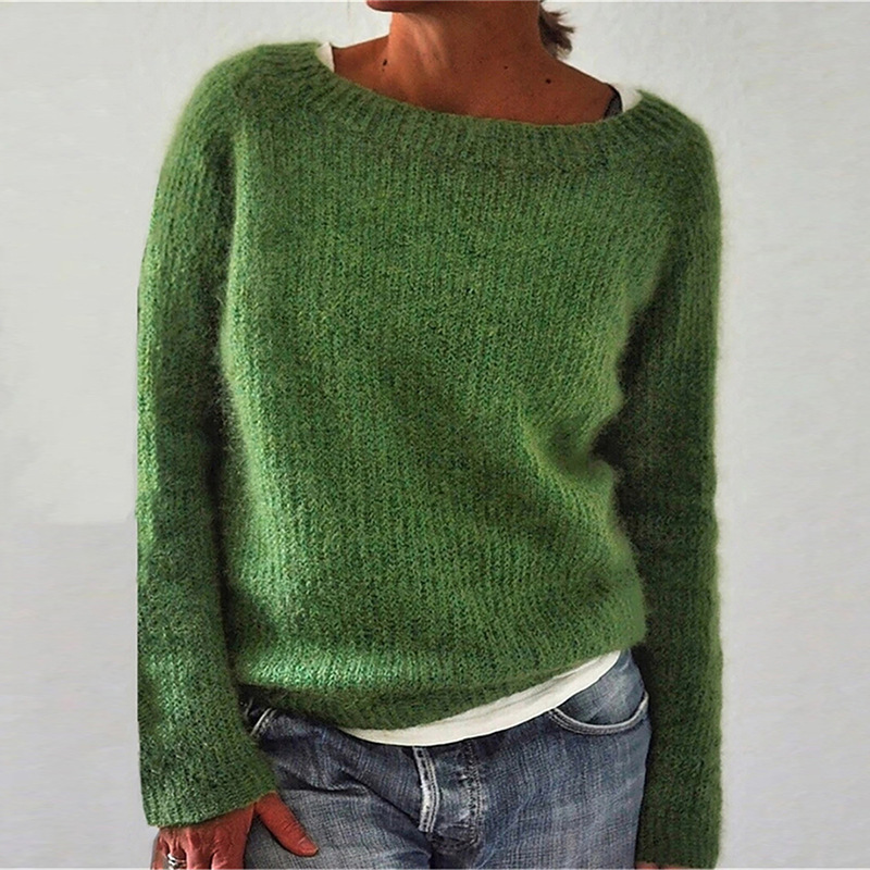 Women's Sweater Solid Color Static Version Basic Style Round Neck - Image 7
