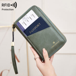 RFID Multi-functional Double Zipper Storage Crossbody Wallet