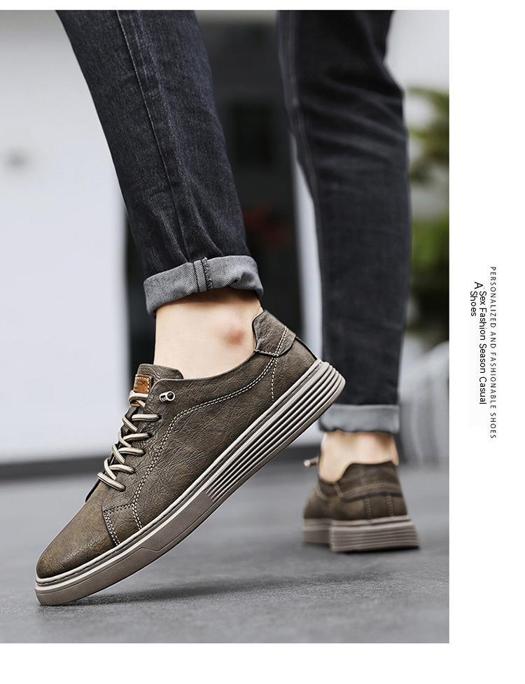Low-top Men's Shoes Two-layer Cowhide Casual Sneakers - Image 3