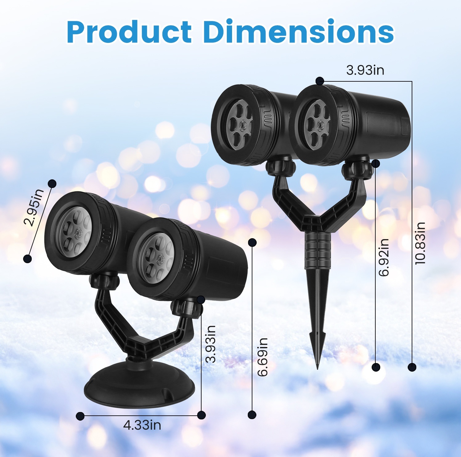 1Pc Christmas Snowflake Projector Light Dual Head LED Stake Light IP44 Waterproof Xmas Decoration For Holiday Indoor Outdoor Use Garden Patio Wall Decor - Image 5