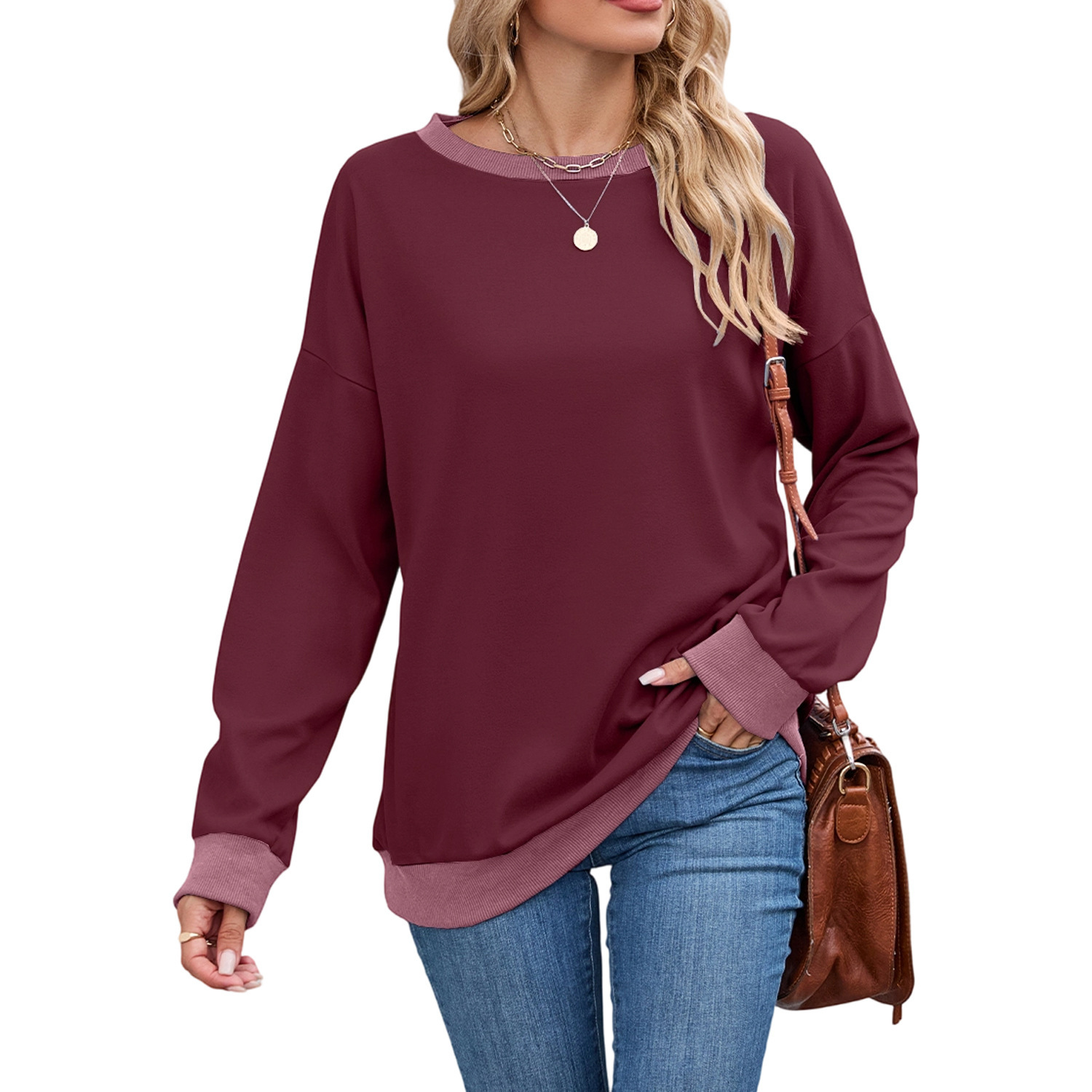 European And American Round Neck Loose Top - Image 5