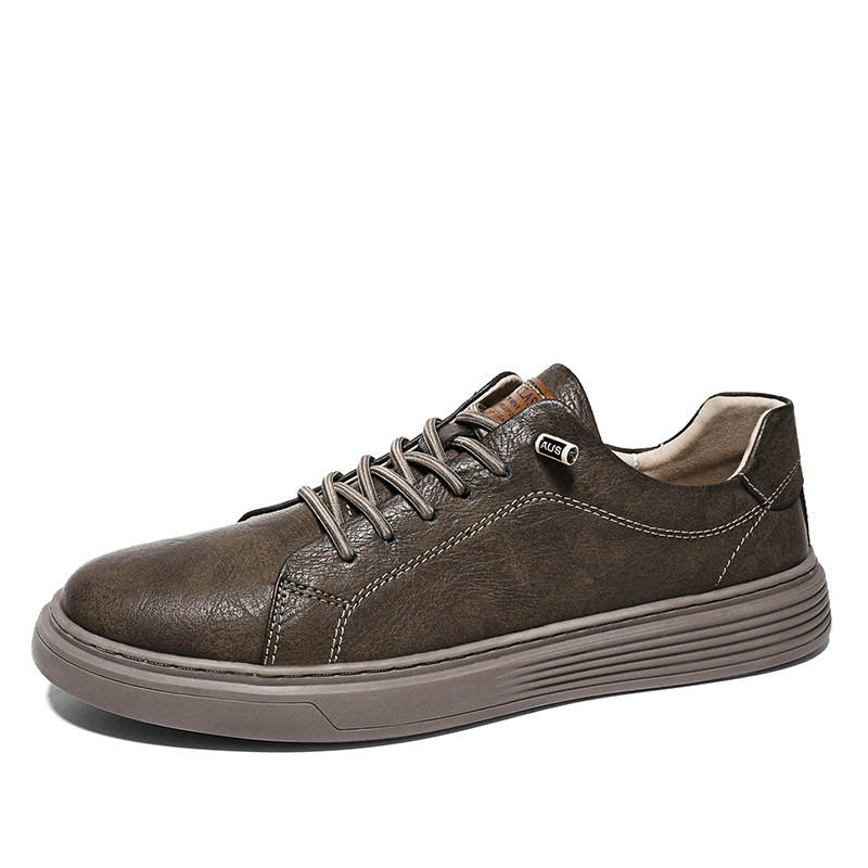 Low-top Men's Shoes Two-layer Cowhide Casual Sneakers - Image 9