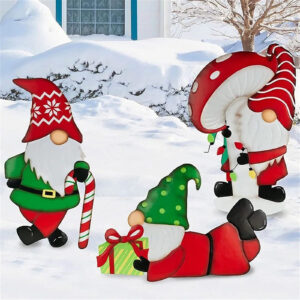 Gifting Series Gnome Metal Insert New Dwarf Santa Claus Courtyard Plugin Christmas Decor